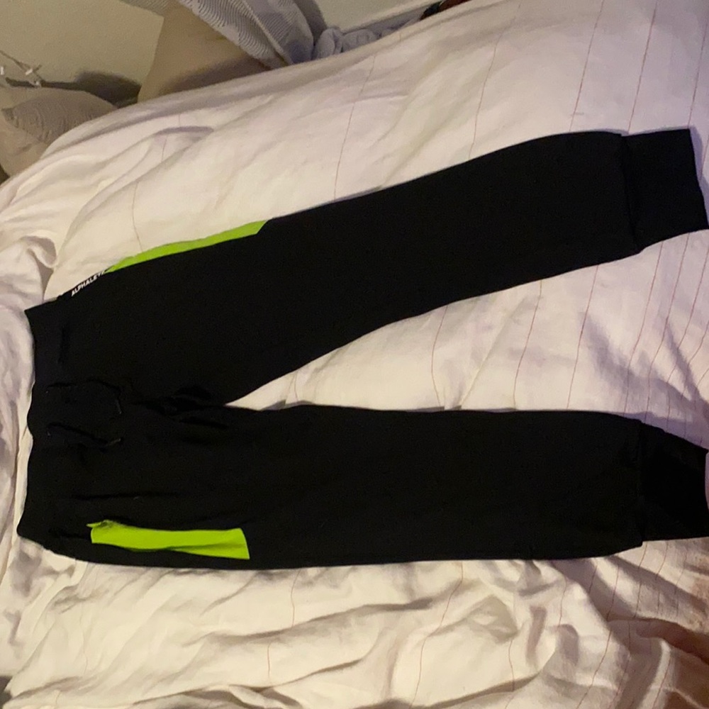 Black with like green accent joggers